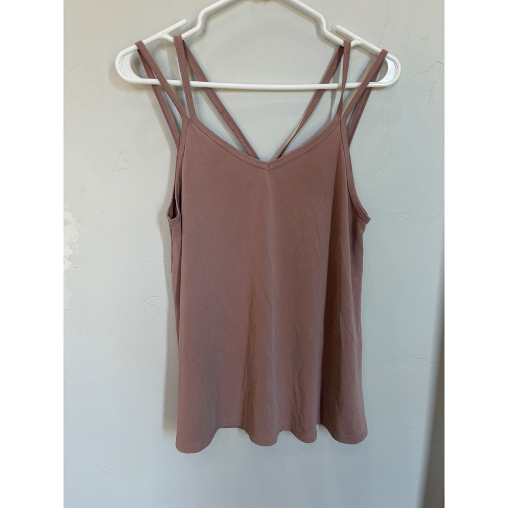 Hyfve Womens Strappy V-Neck Cami Mauve Rose Crisscross Back Tank Top 17E248 S
